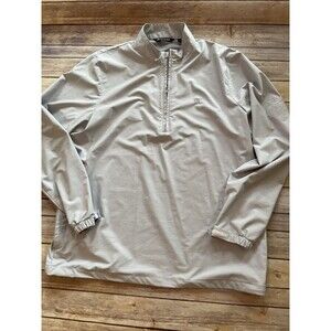 Travis Mathew Mens 2XL 1/4 Zip Gray Striped Pullover Performance Jacket Top Golf